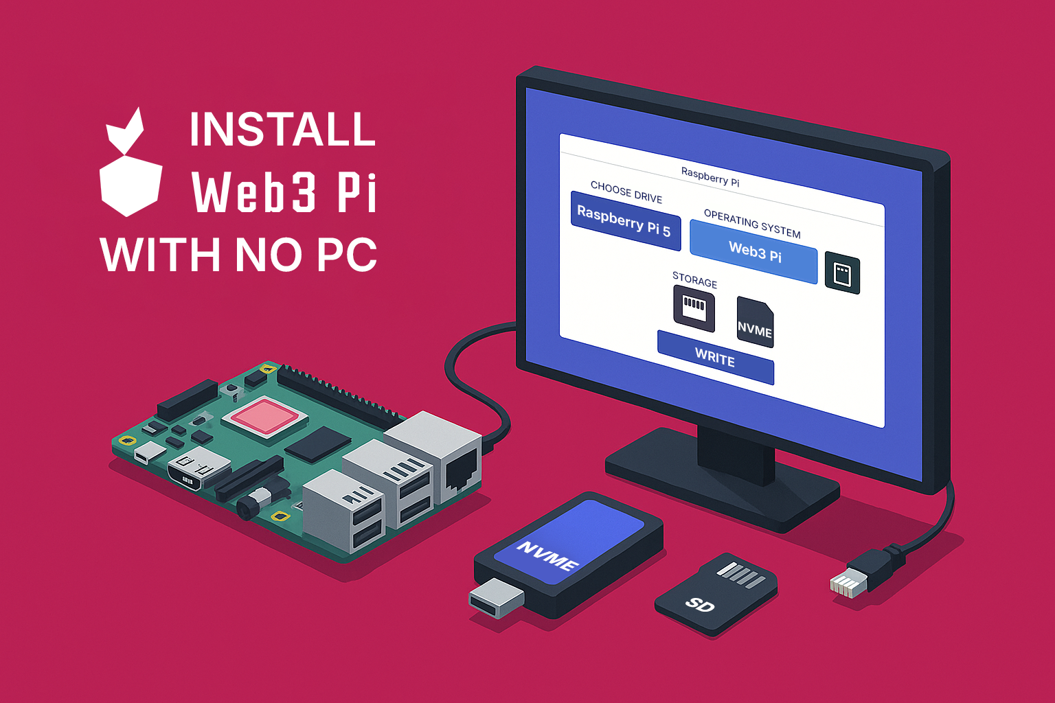 Install Web3 Pi on Raspberry Pi 5 — No PC Needed