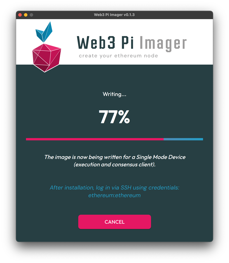 Web3 Pi Imager Writing