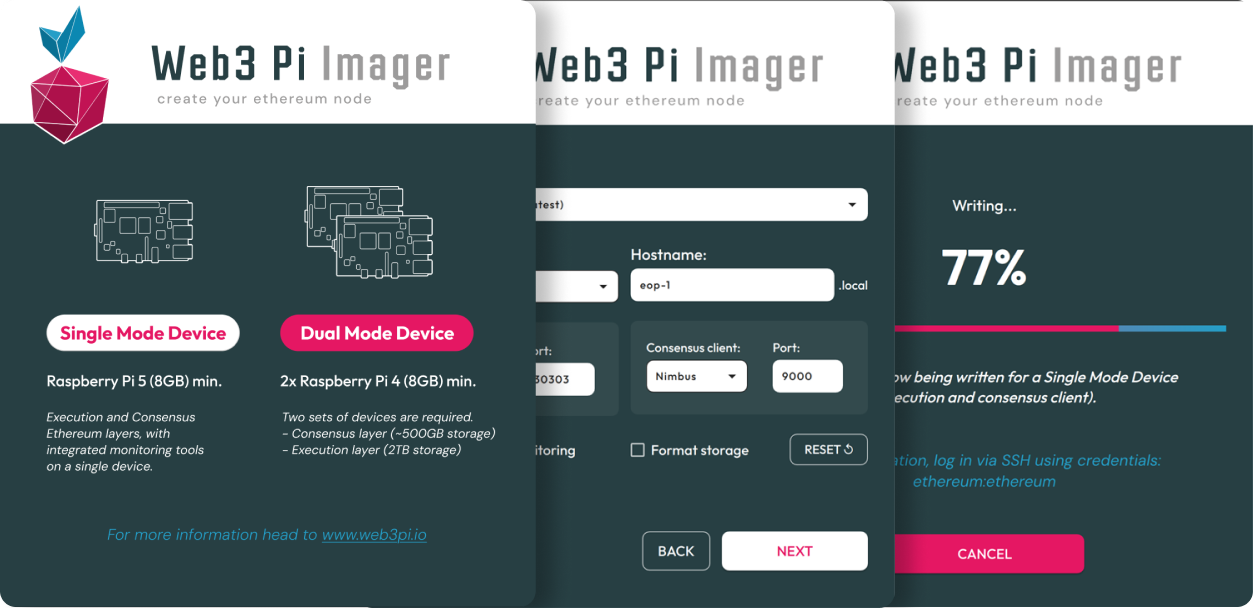 Screenshot of Web3 Pi Imager